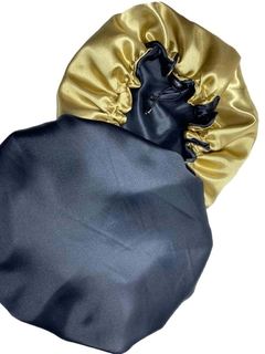 TOUCA ANTI FRIZZ CETIM DUPLA FACE DOURADO/PRETO M