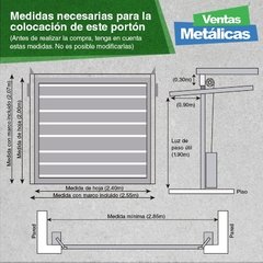 Portón levadizo automático, con motor torsión y 2 controles con puerta de escape. De 2.55 x 2.05 Chapa Nº 20 - comprar online