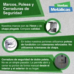 Portón levadizo automático, con motor y 2 controles. De 2.70 x 2.35 Chapa Nº 20 con postigos - Ventas Metalicas