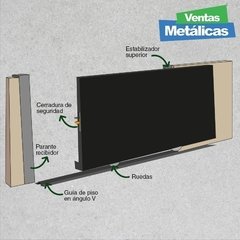 Imagen de Combo Portón corredizo manual chapa plegada en tablillas de 5 cm Nº 20 de 2.50 x 2.05 + Puerta haciendo juego