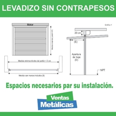 Portón levadizo automático 2 controles. De 2.70 x 2.35 Sin Contrapesos Ideal Camioneta o 4x4 - Ventas Metalicas