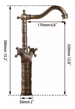 Griferia De Baño Vintage Alta Bimando Bronce Antiguo Valemma glomma 8631 - Mosaico BA