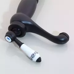 Grifería Vintage Monocomando Alta Negra Mate Con Cerámica Rin 97104-2 - Mosaico BA