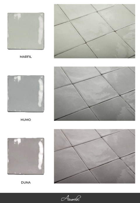 Azulejo Antico Acuarela 13x13 Brillante HUMO MARFIL DUNA (precio por caja 0,50m2)