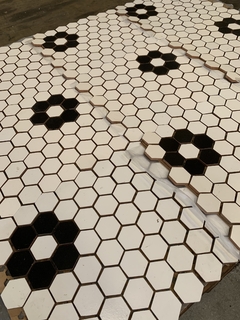 Ceramica Hexagono 34mm diseño flor - Mosaico BA