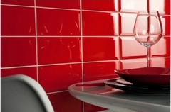 Azulejo Ceramica Subway 7.5X15cm Bisel ROJO BRILLANTE - tienda online