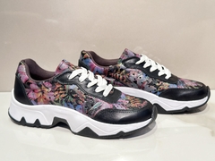 Zapatilla Flowers negra - comprar online