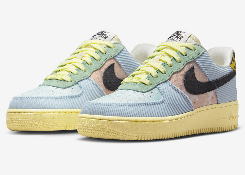 Tênis Nike Air Force 1 WMNS "Celestine Blue" na cor multicolorida, apresentando detalhes em azul, verde e preto disponível na Supernova Sneakers