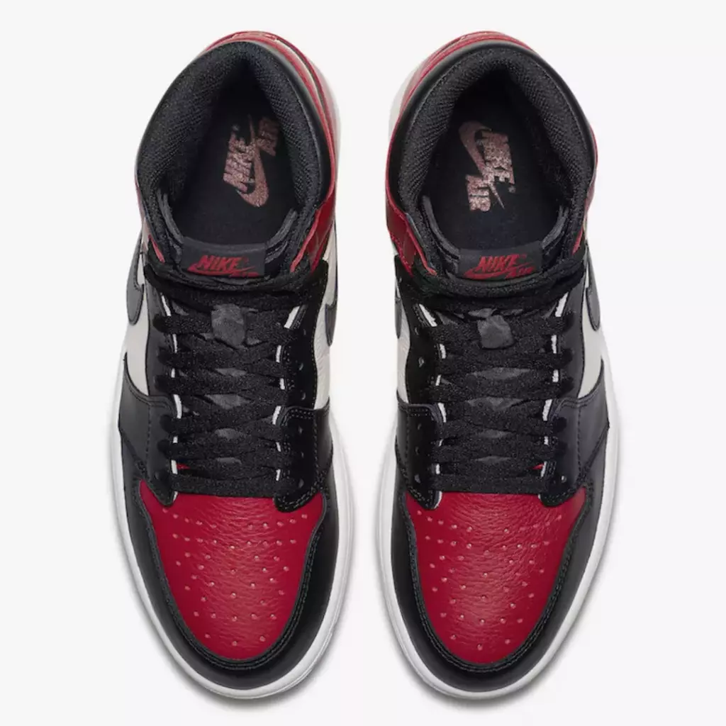 Tenis Air Jordan 1 High "Bred Toe" nas cores preto, vermelho e branco, com detalhes em couro disponível na Supernova Sneakers